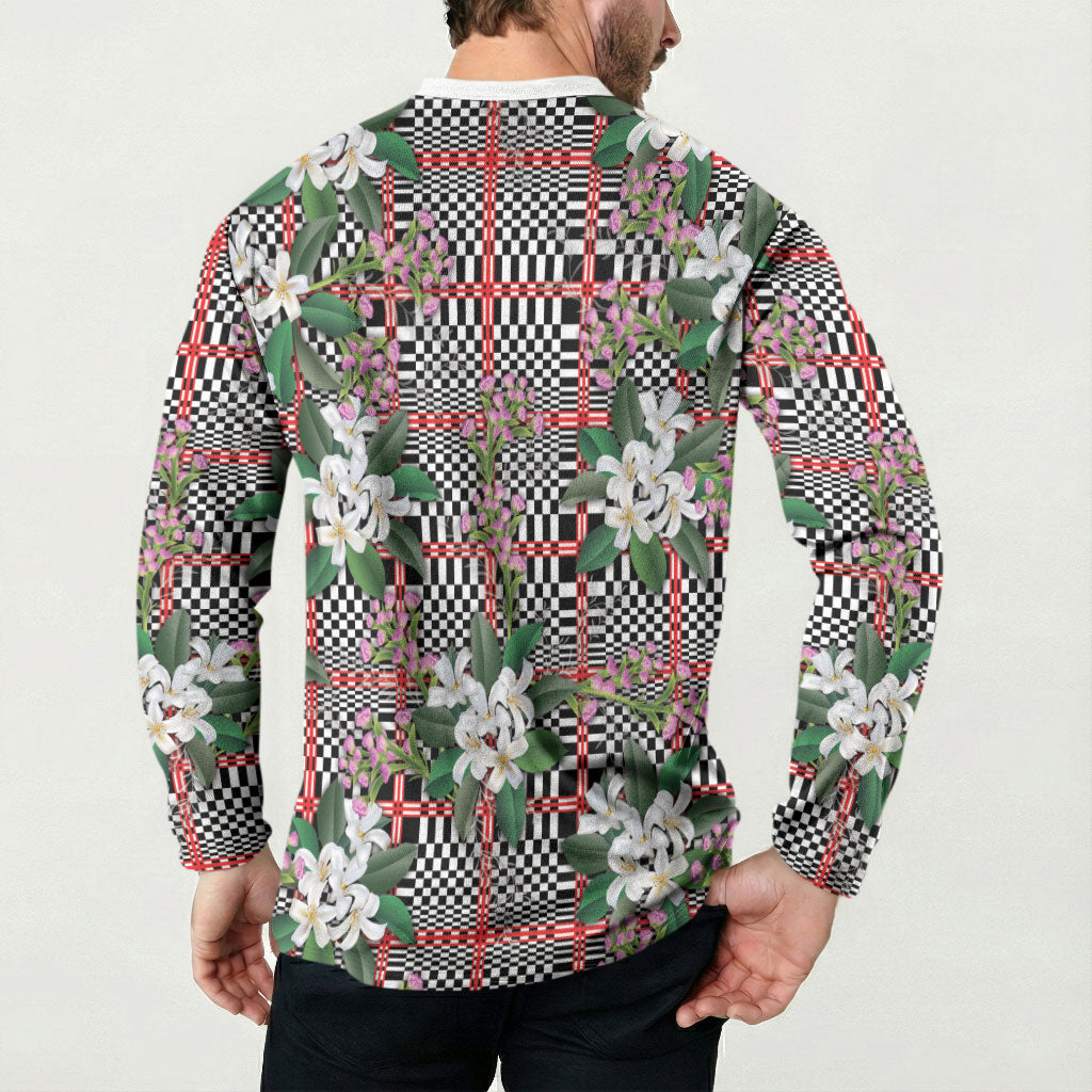 Red Binakol Motifs With Jasminum Sambac Button Sweatshirt Mabuhay Philippines Festival DT05 - Polynesian Pride