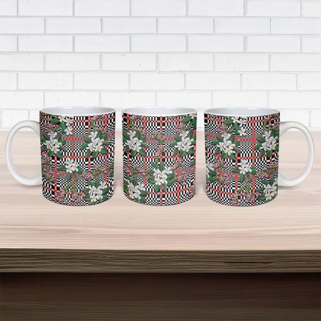 Red Binakol Motifs With Jasminum Sambac Ceramic Mug Mabuhay Philippines Festival DT05 - Polynesian Pride