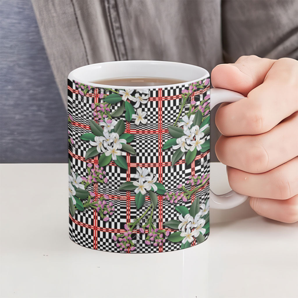 Red Binakol Motifs With Jasminum Sambac Ceramic Mug Mabuhay Philippines Festival DT05 - Polynesian Pride