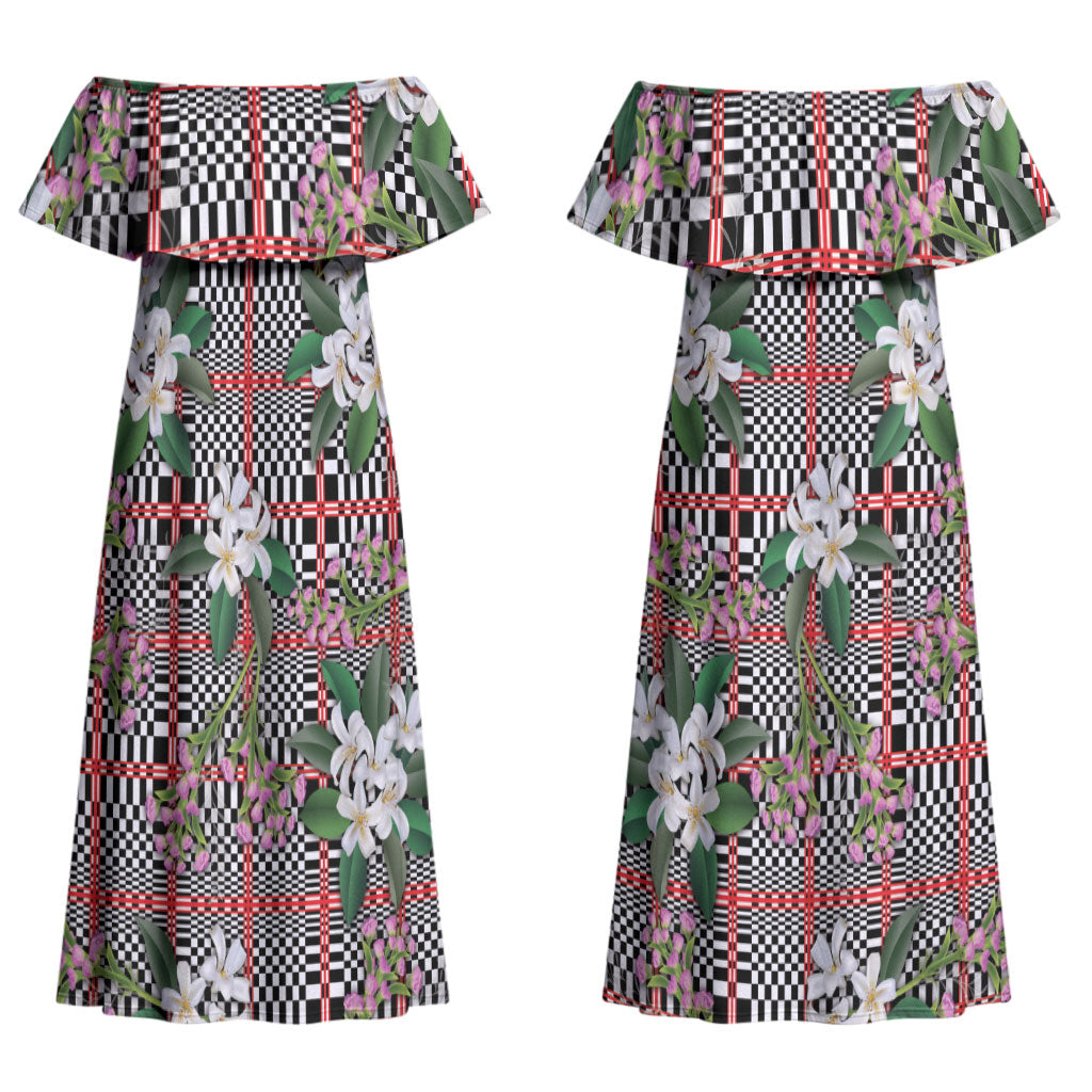 Red Binakol Motifs With Jasminum Sambac Couples Matching Off Shoulder Maxi Dress and Hawaiian Shirt Mabuhay Philippines Festival DT05 - Polynesian Pride
