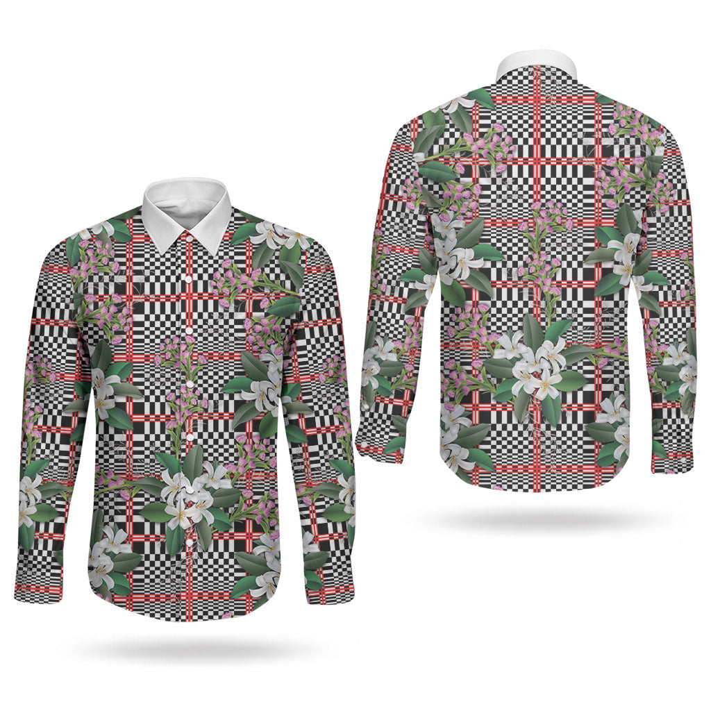Red Binakol Motifs With Jasminum Sambac Couples Matching Off Shoulder Maxi Dress and Long Sleeve Button Shirt Mabuhay Philippines Festival DT05 - Polynesian Pride