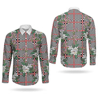 Red Binakol Motifs With Jasminum Sambac Couples Matching Off Shoulder Maxi Dress and Long Sleeve Button Shirt Mabuhay Philippines Festival DT05 - Polynesian Pride