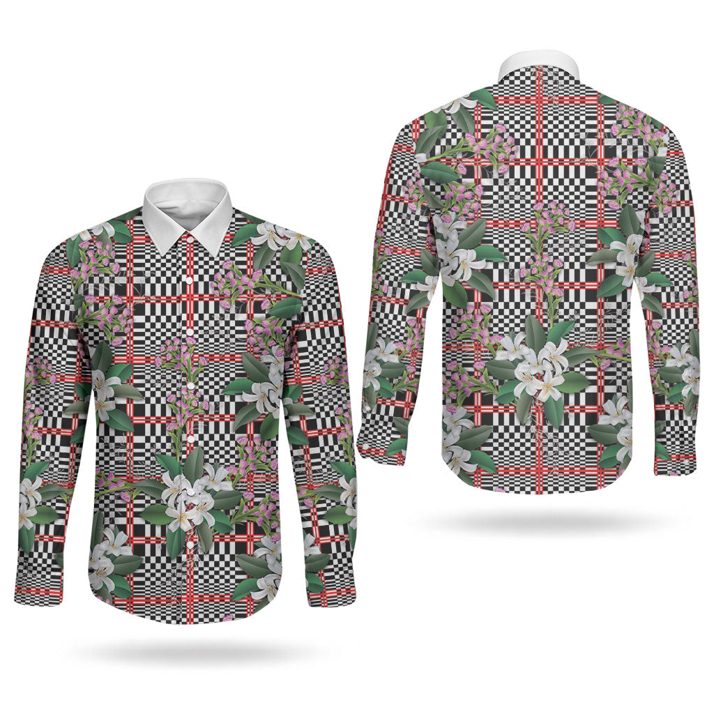 Red Binakol Motifs With Jasminum Sambac Couples Matching Off Shoulder Short Dress and Long Sleeve Button Shirt Mabuhay Philippines Festival DT05 - Polynesian Pride