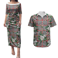 Red Binakol Motifs With Jasminum Sambac Couples Matching Puletasi and Hawaiian Shirt Mabuhay Philippines Festival DT05 Red - Polynesian Pride
