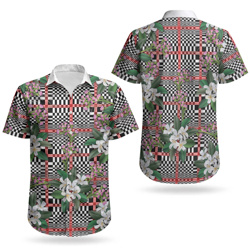 Red Binakol Motifs With Jasminum Sambac Couples Matching Puletasi and Hawaiian Shirt Mabuhay Philippines Festival DT05 - Polynesian Pride