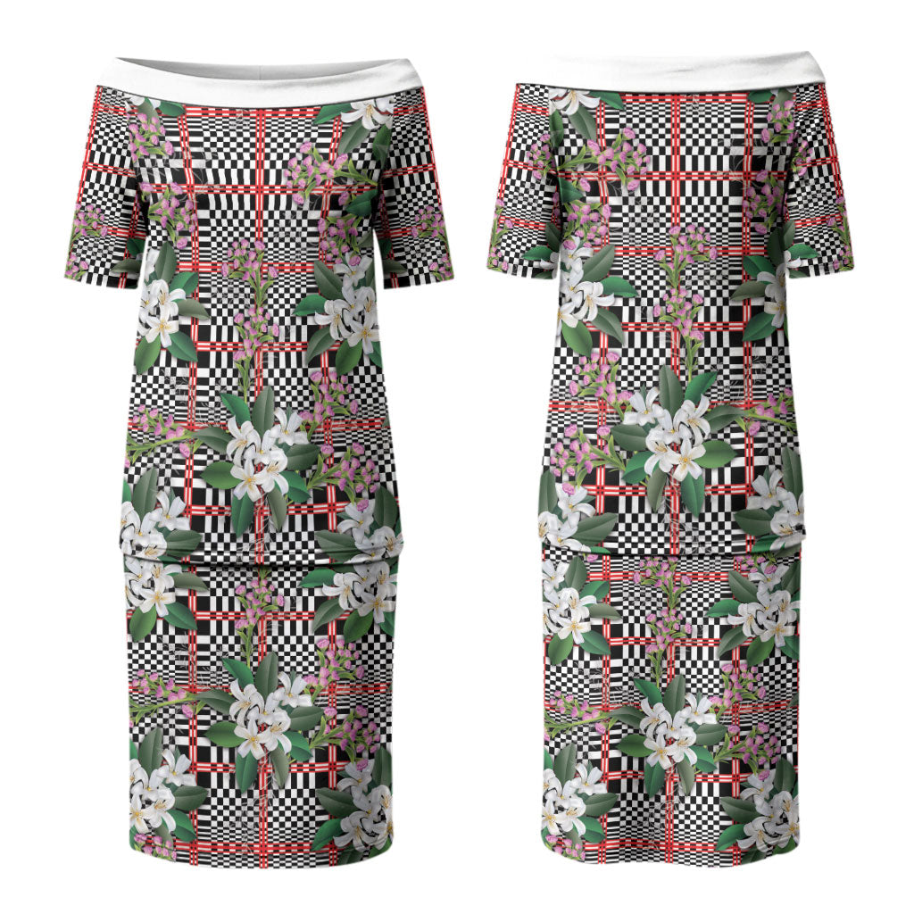 Red Binakol Motifs With Jasminum Sambac Couples Matching Puletasi and Hawaiian Shirt Mabuhay Philippines Festival DT05 - Polynesian Pride