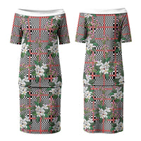 Red Binakol Motifs With Jasminum Sambac Couples Matching Puletasi and Hawaiian Shirt Mabuhay Philippines Festival DT05 - Polynesian Pride