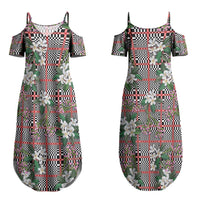 Red Binakol Motifs With Jasminum Sambac Couples Matching Summer Maxi Dress and Hawaiian Shirt Mabuhay Philippines Festival DT05 - Polynesian Pride