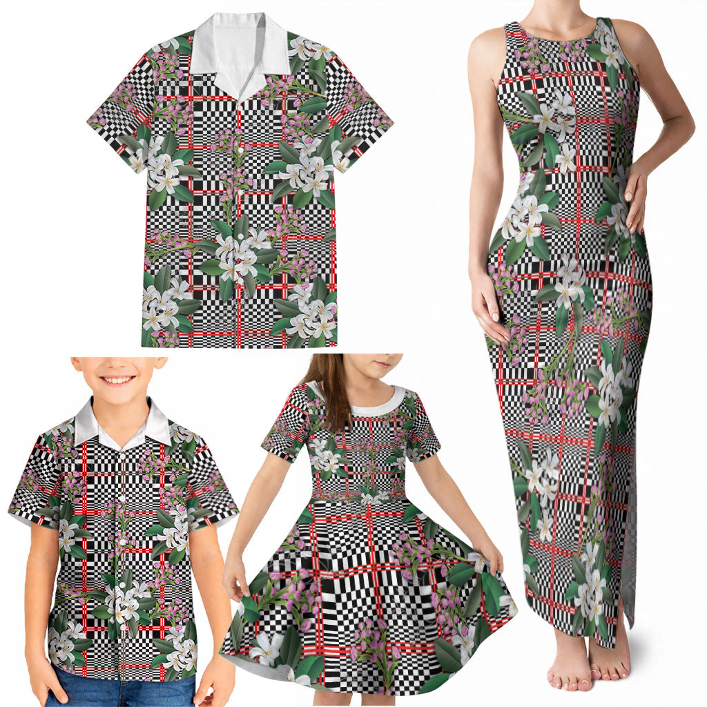 Red Binakol Motifs With Jasminum Sambac Family Matching Tank Maxi Dress and Hawaiian Shirt Mabuhay Philippines Festival DT05 - Polynesian Pride