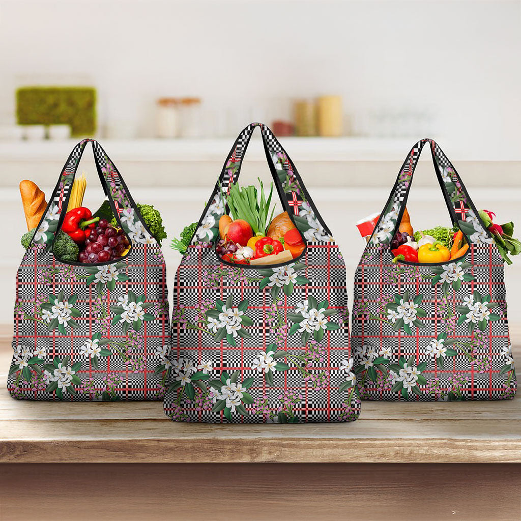 Red Binakol Motifs With Jasminum Sambac Grocery Bag Mabuhay Philippines Festival DT05 3-pack One Size Red - Polynesian Pride