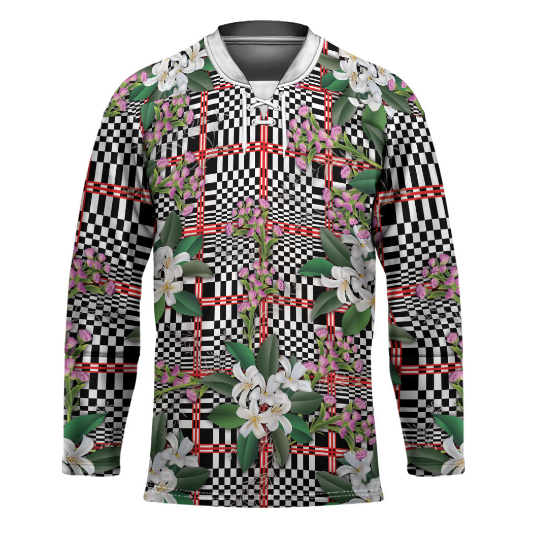 Red Binakol Motifs With Jasminum Sambac Hockey Jersey Mabuhay Philippines Festival
