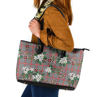 Red Binakol Motifs With Jasminum Sambac Leather Tote Bag Mabuhay Philippines Festival DT05 Red - Polynesian Pride