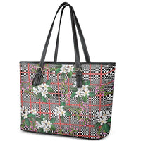 Red Binakol Motifs With Jasminum Sambac Leather Tote Bag Mabuhay Philippines Festival DT05 - Polynesian Pride