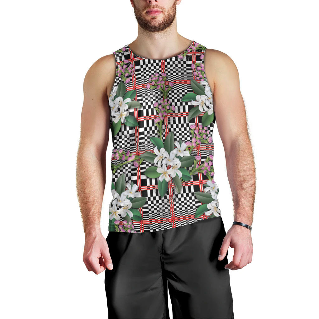 Red Binakol Motifs With Jasminum Sambac Men Tank Top Mabuhay Philippines Festival DT05 - Polynesian Pride