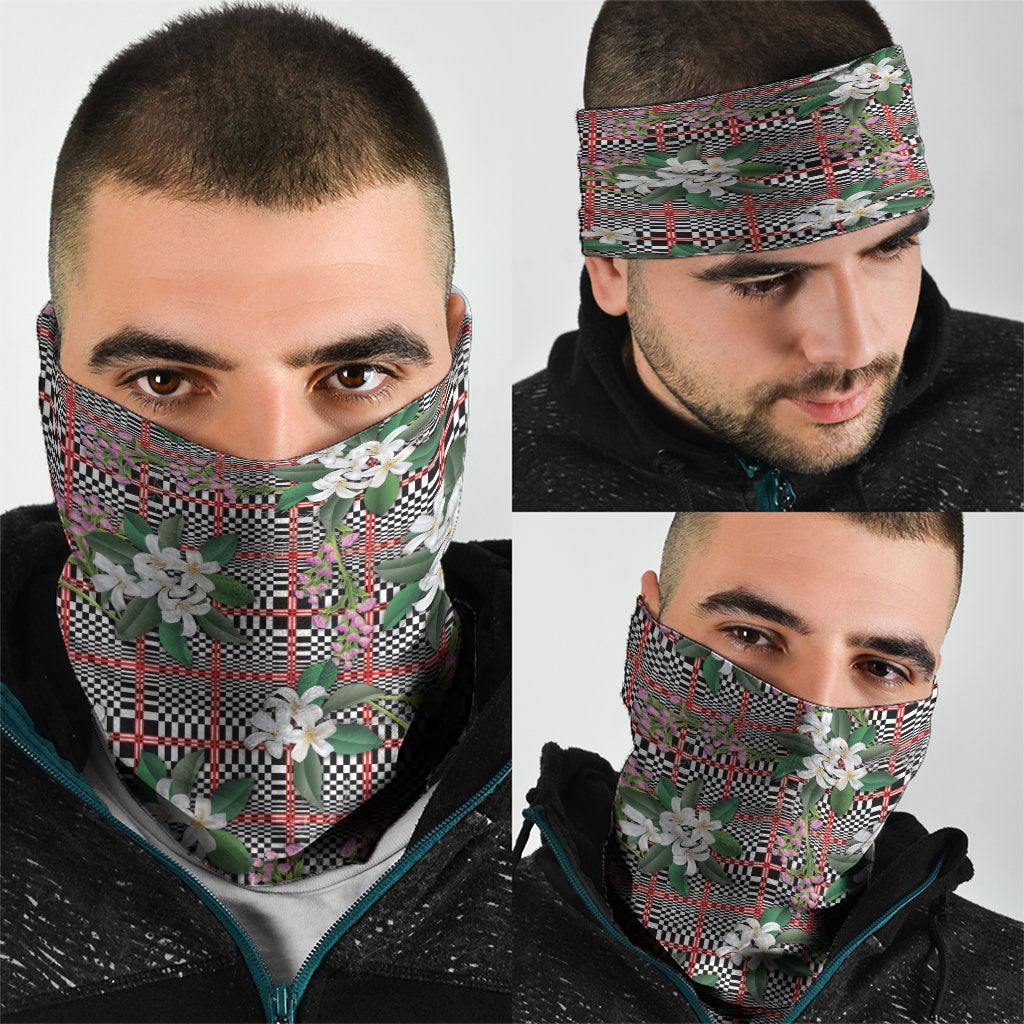 Red Binakol Motifs With Jasminum Sambac Neck Gaiter Mabuhay Philippines Festival DT05 - Polynesian Pride