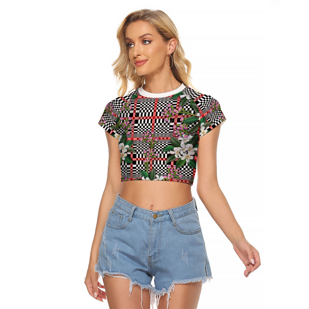 Red Binakol Motifs With Jasminum Sambac Raglan Cropped T Shirt Mabuhay Philippines Festival DT05 Female Red - Polynesian Pride