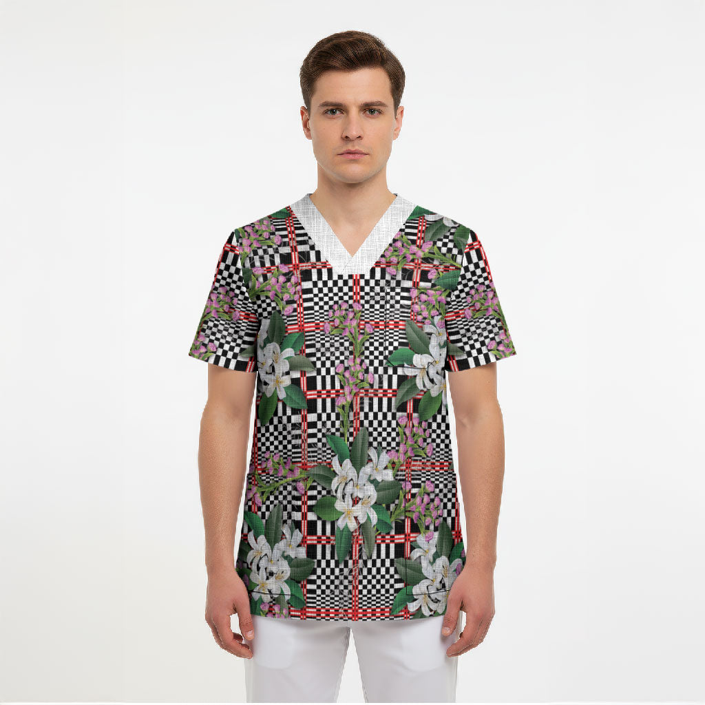 Red Binakol Motifs With Jasminum Sambac Scrub Top Mabuhay Philippines Festival DT05 - Polynesian Pride