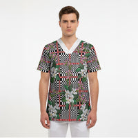 Red Binakol Motifs With Jasminum Sambac Scrub Top Mabuhay Philippines Festival DT05 - Polynesian Pride