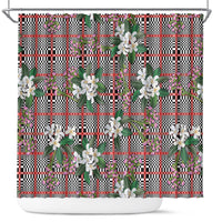 Red Binakol Motifs With Jasminum Sambac Shower Curtain Mabuhay Philippines Festival DT05 Red - Polynesian Pride