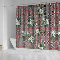 Red Binakol Motifs With Jasminum Sambac Shower Curtain Mabuhay Philippines Festival DT05 - Polynesian Pride