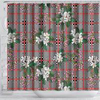 Red Binakol Motifs With Jasminum Sambac Shower Curtain Mabuhay Philippines Festival DT05 - Polynesian Pride