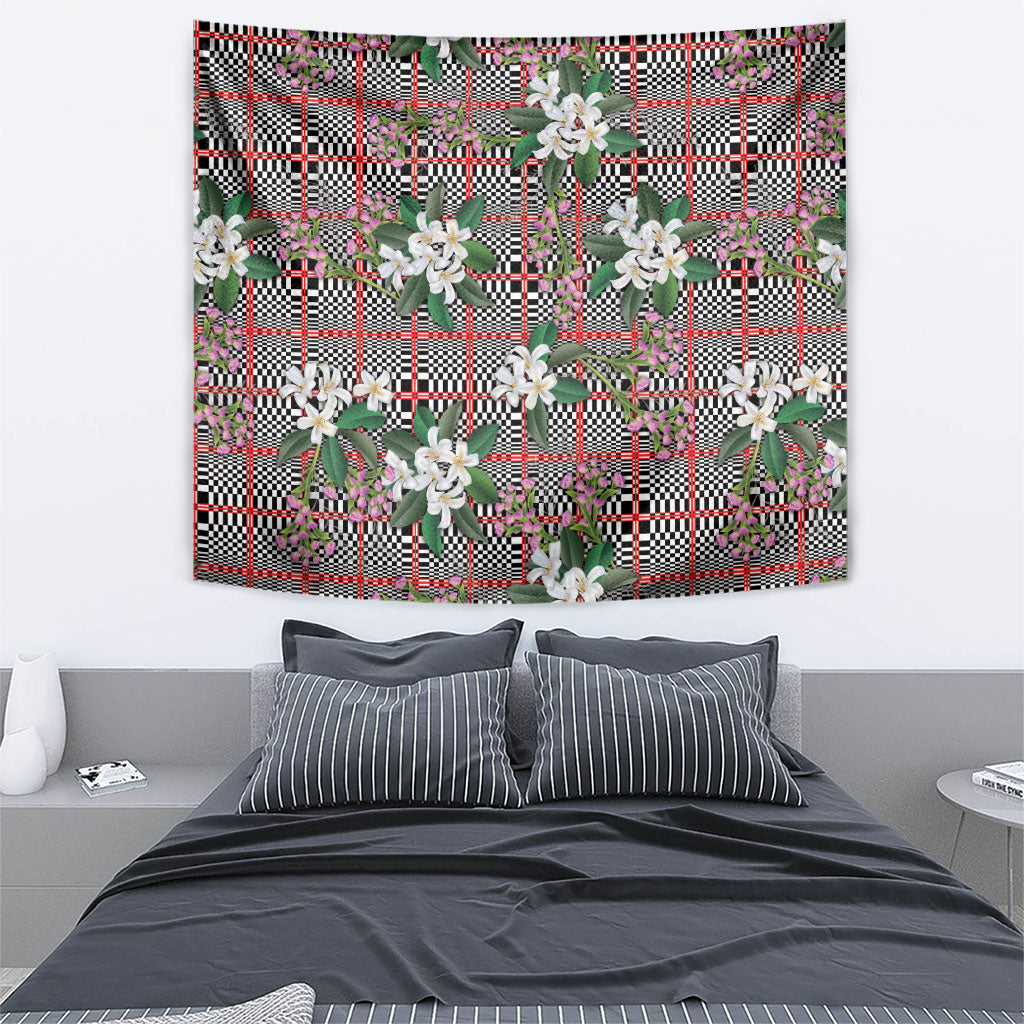 Red Binakol Motifs With Jasminum Sambac Tapestry Mabuhay Philippines Festival DT05 - Polynesian Pride