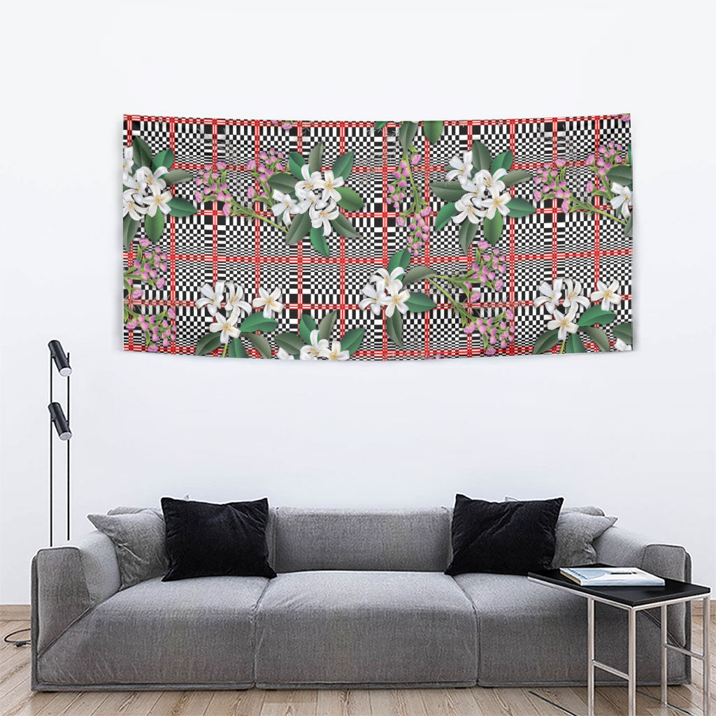 Red Binakol Motifs With Jasminum Sambac Tapestry Mabuhay Philippines Festival DT05 - Polynesian Pride