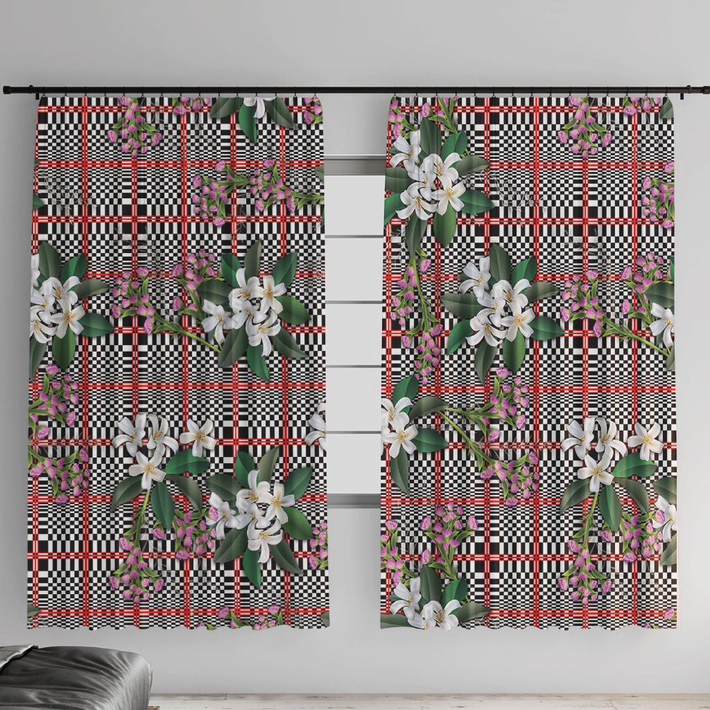 Red Binakol Motifs With Jasminum Sambac Window Curtain Mabuhay Philippines Festival DT05 With Hooks Red - Polynesian Pride