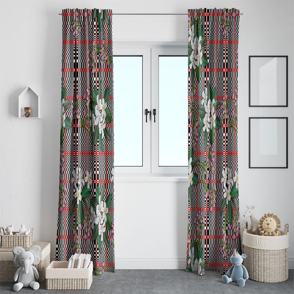 Red Binakol Motifs With Jasminum Sambac Window Curtain Mabuhay Philippines Festival DT05 - Polynesian Pride