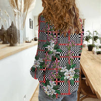 Red Binakol Motifs With Jasminum Sambac Women Casual Shirt Mabuhay Philippines Festival DT05 - Polynesian Pride