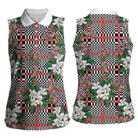 Red Binakol Motifs With Jasminum Sambac Women Sleeveless Polo Shirt Mabuhay Philippines Festival DT05 - Polynesian Pride