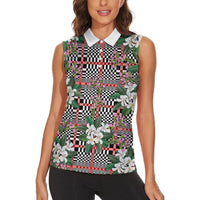 Red Binakol Motifs With Jasminum Sambac Women Sleeveless Polo Shirt Mabuhay Philippines Festival DT05 - Polynesian Pride