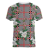 Red Binakol Motifs With Jasminum Sambac Women V-Neck T-Shirt Mabuhay Philippines Festival DT05 - Polynesian Pride