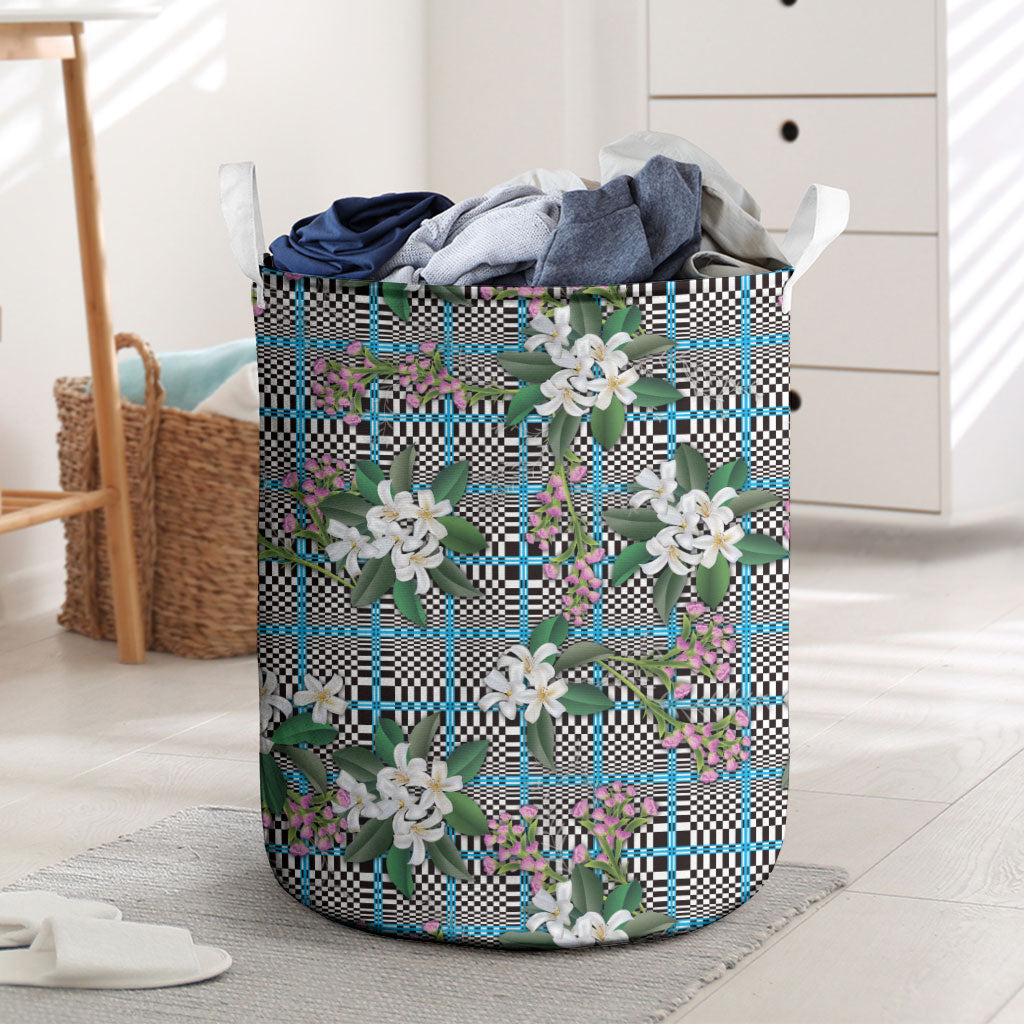 Blue Binakol Motifs With Jasminum Sambac Laundry Basket Mabuhay Philippines Festival DT05 Blue - Polynesian Pride