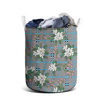 Blue Binakol Motifs With Jasminum Sambac Laundry Basket Mabuhay Philippines Festival DT05 - Polynesian Pride