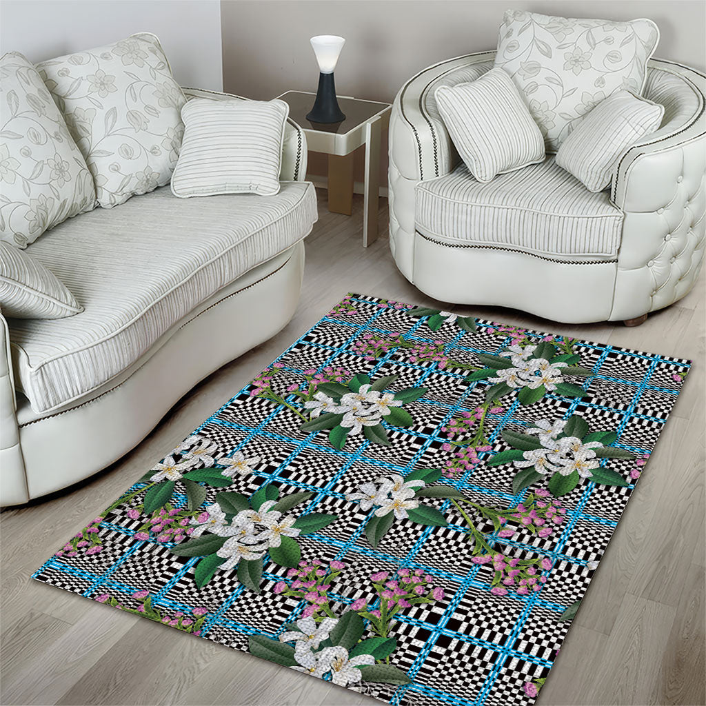 Blue Binakol Motifs With Jasminum Sambac Area Rug Mabuhay Philippines Festival DT05 - Polynesian Pride