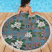 Blue Binakol Motifs With Jasminum Sambac Beach Blanket Mabuhay Philippines Festival DT05 - Polynesian Pride