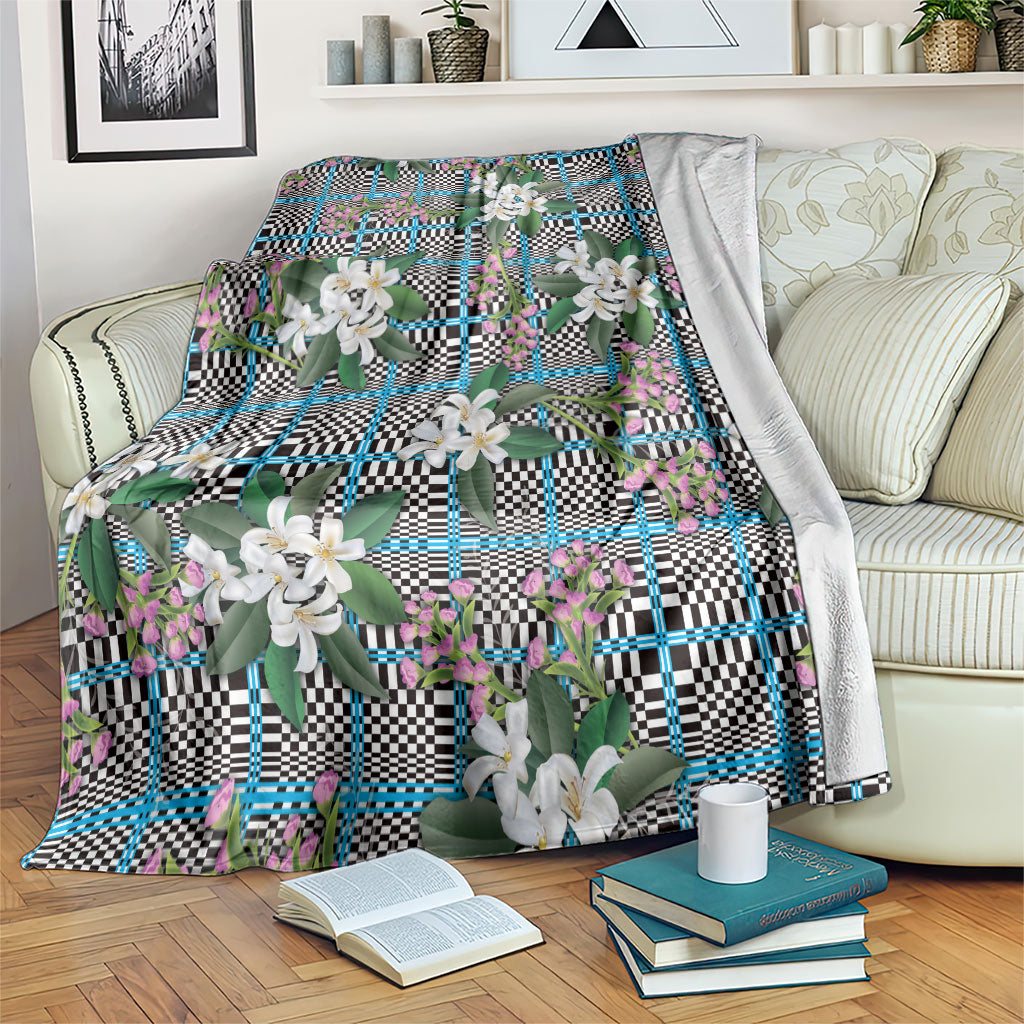 Blue Binakol Motifs With Jasminum Sambac Blanket Mabuhay Philippines Festival DT05 Blue - Polynesian Pride