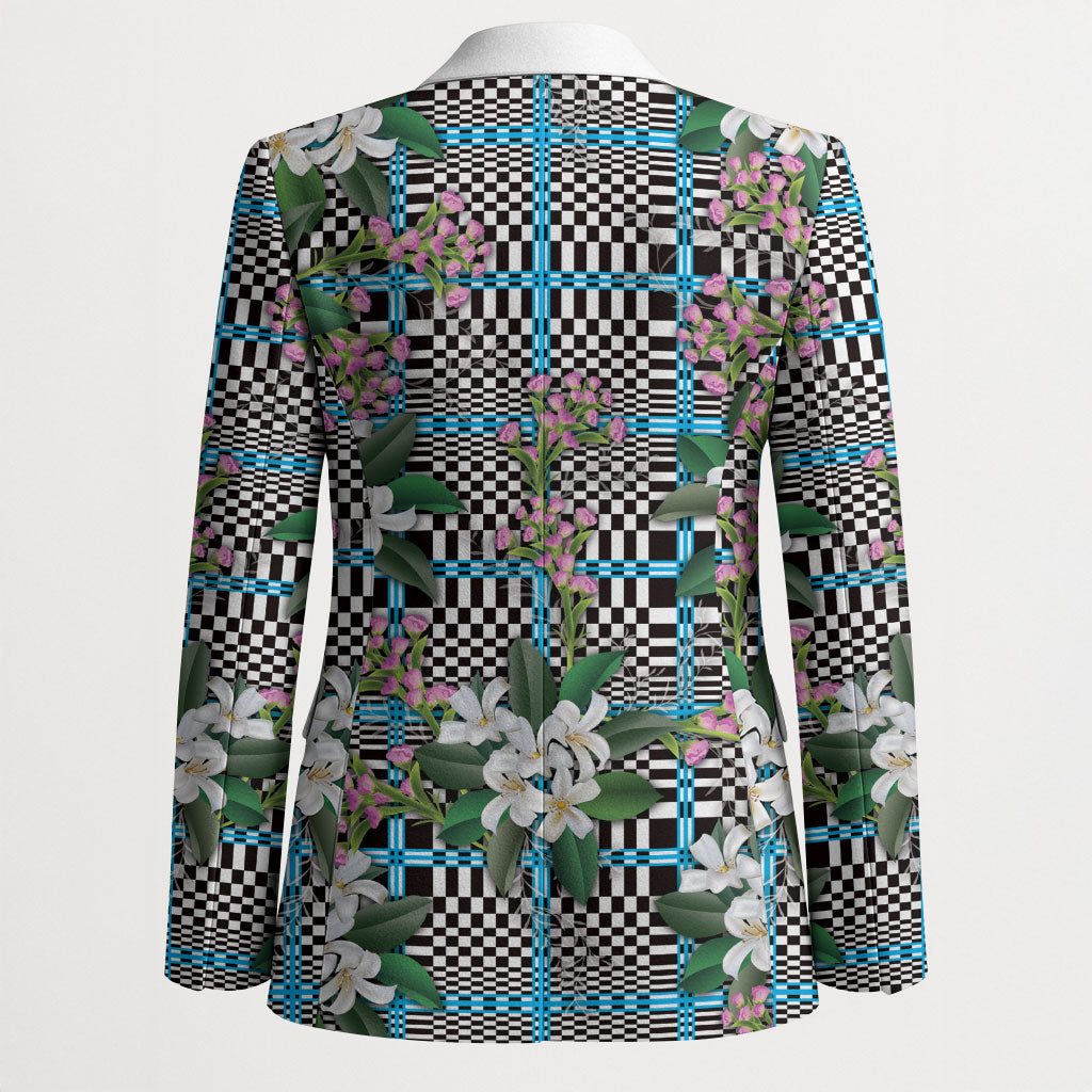 Blue Binakol Motifs With Jasminum Sambac Blazer Mabuhay Philippines Festival DT05 - Polynesian Pride