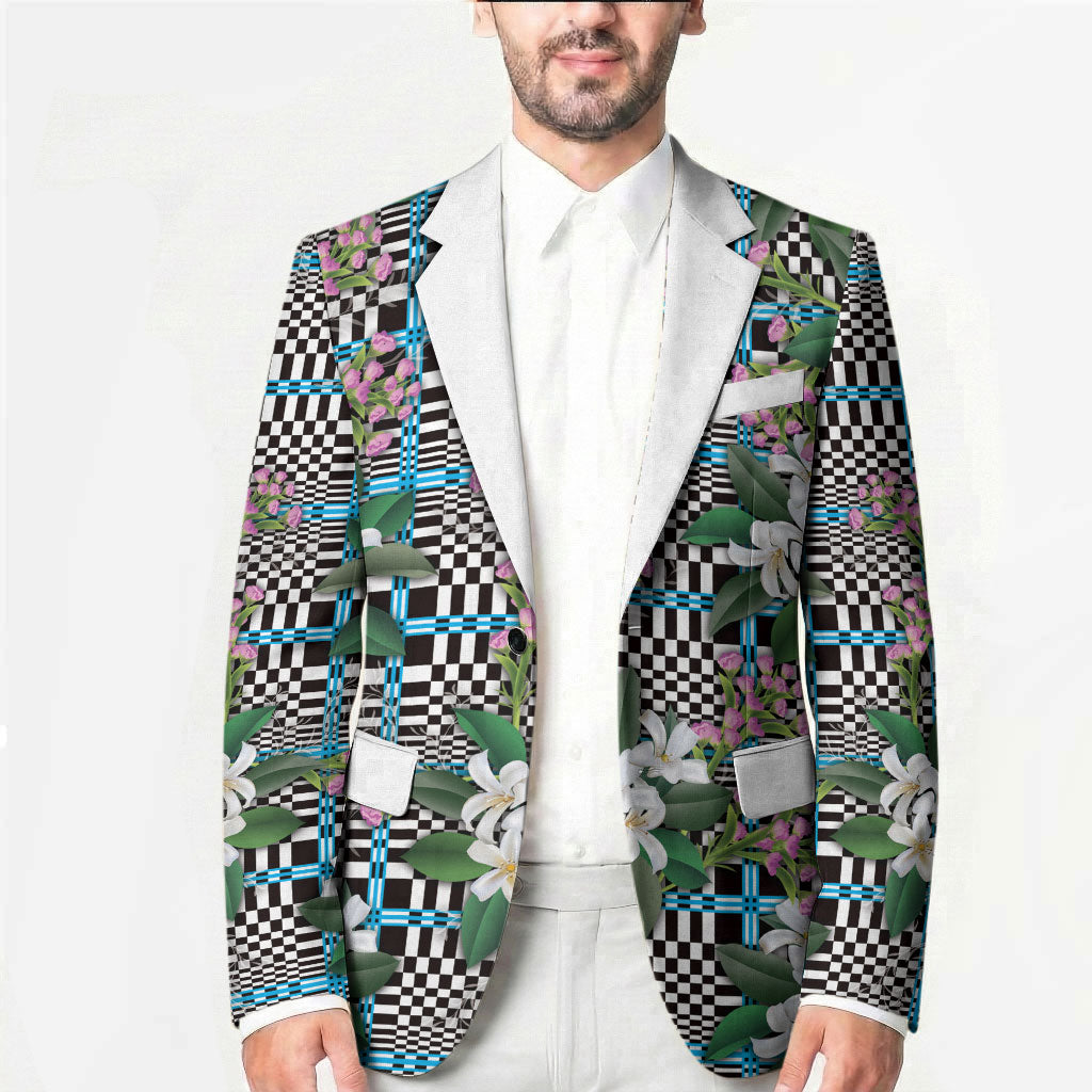 Blue Binakol Motifs With Jasminum Sambac Blazer Mabuhay Philippines Festival DT05 - Polynesian Pride