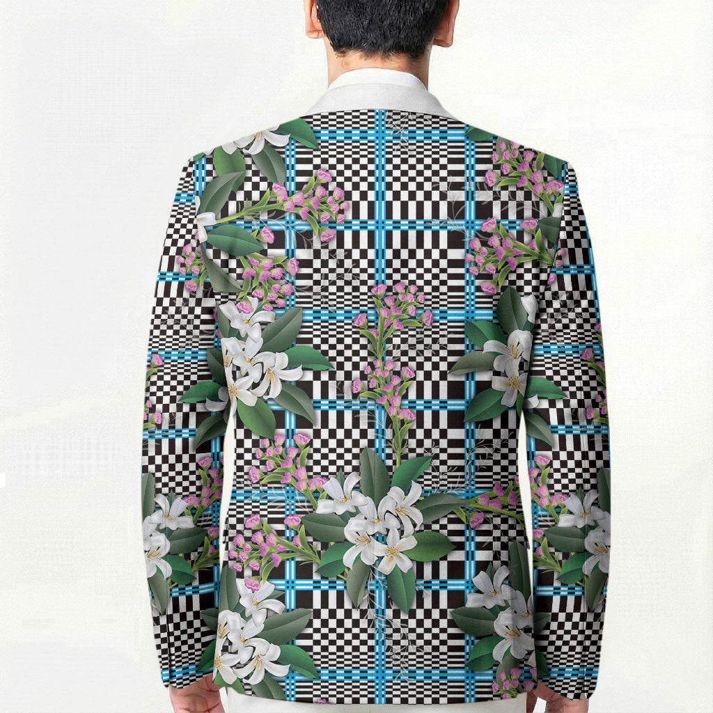 Blue Binakol Motifs With Jasminum Sambac Blazer Mabuhay Philippines Festival DT05 - Polynesian Pride
