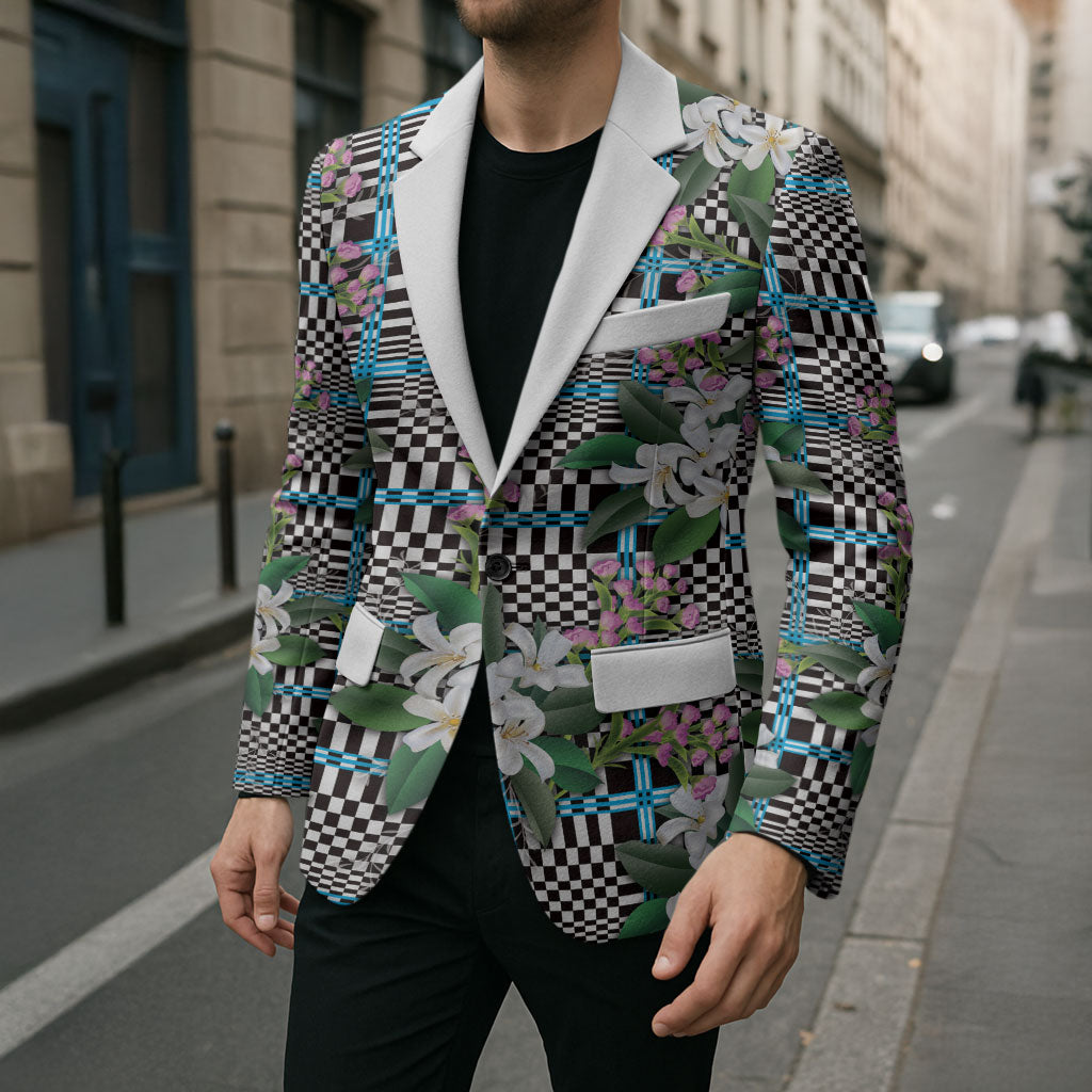 Blue Binakol Motifs With Jasminum Sambac Blazer Mabuhay Philippines Festival DT05 - Polynesian Pride