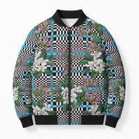 Blue Binakol Motifs With Jasminum Sambac Bomber Puffer Jacket Mabuhay Philippines Festival DT05 Unisex Blue - Polynesian Pride