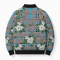 Blue Binakol Motifs With Jasminum Sambac Bomber Puffer Jacket Mabuhay Philippines Festival DT05 - Polynesian Pride