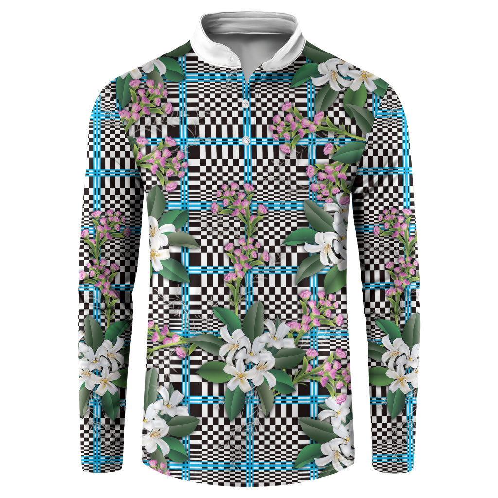 Blue Binakol Motifs With Jasminum Sambac Button Sweatshirt Mabuhay Philippines Festival DT05 Blue - Polynesian Pride