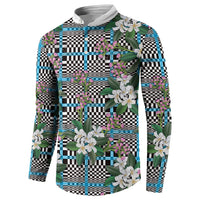 Blue Binakol Motifs With Jasminum Sambac Button Sweatshirt Mabuhay Philippines Festival DT05 - Polynesian Pride