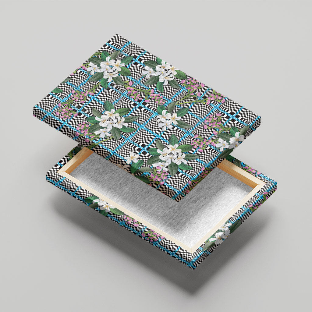 Blue Binakol Motifs With Jasminum Sambac Canvas Wall Art Mabuhay Philippines Festival DT05 - Polynesian Pride