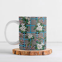 Blue Binakol Motifs With Jasminum Sambac Ceramic Mug Mabuhay Philippines Festival DT05 Blue - Polynesian Pride