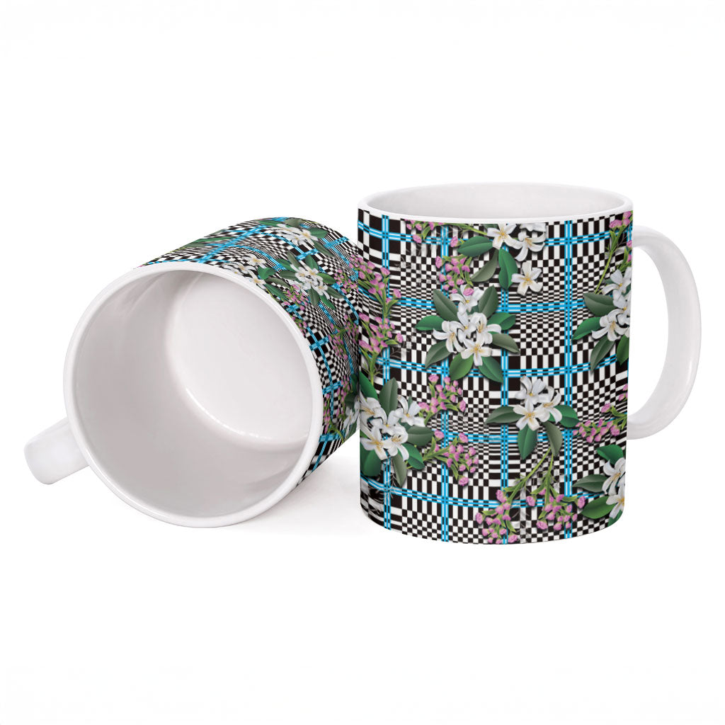 Blue Binakol Motifs With Jasminum Sambac Ceramic Mug Mabuhay Philippines Festival DT05 - Polynesian Pride