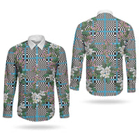 Blue Binakol Motifs With Jasminum Sambac Couples Matching Off Shoulder Maxi Dress and Long Sleeve Button Shirt Mabuhay Philippines Festival DT05 - Polynesian Pride